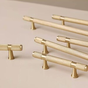 Modern Knurl Brass Cabinet Knobs Kitchen Handles Gold Furniture Handles Drawer Dresser Cupboard Door Pulls and Handles Hardware image 4