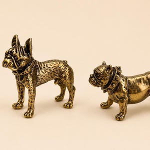 Vintage Brass Bulldog cabinet knobs, French Bulldog decorative drawer pulls, dog Statue drawer pulls, Antique Gold Dog furniture hardware