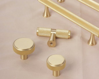 Solid Brass Cabinet Pulls, gold knurled Wardrobe Pulls, kitchen Drawer Pulls, Gold Knobs, Dresser Knobs Handles, Furniture Hardware