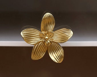 Brass orchid knobs/gold art decorative door handle/ cabinet pull/flower drawer pulls /furniture hardware