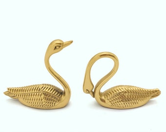 Brass swan knob/gold art decorative door handle/bird cabinet pull/swan drawer pull /furniture hardware