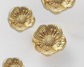 Brass flower drawer knob/gold art decorative door handle/gold girl room cabinet pull/girl room drawer pull /sakura furniture hardware