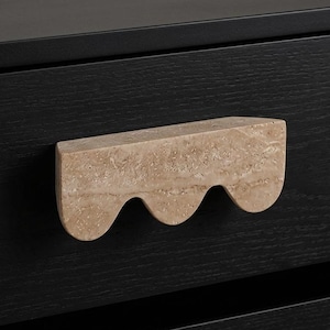 Travertine wavy Cabinet handle Kitchen 64mm pitch handle drawer Knobs Handles Custom stone wardrobe Knob luxury Cabinet Knobs