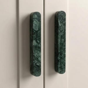 Green Marble Oval Cabinet Pulls, Natural Minimalist arch Door Handles, Modern Luxury Drawer Knobs, Furniture Hardware