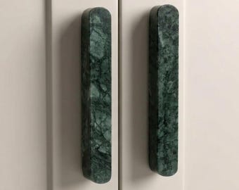 Green Marble Oval Cabinet Pulls, Natural Minimalist arch Door Handles, Modern Luxury Drawer Knobs, Furniture Hardware