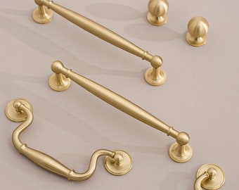 Satin Brass Cabinet Pulls Handles Knobs Modern Drawer Pull Handles Cabinet Knobs Gold Dresser Knob Pulls Kitchen hardware