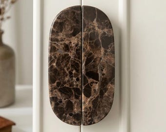 Dark brown Oval Marble Brass Cabinet Pull Handle, Stone Drawer Knobs , Custom  Wardrobe Knob, Luxury Door Handles, Furniture Hardware