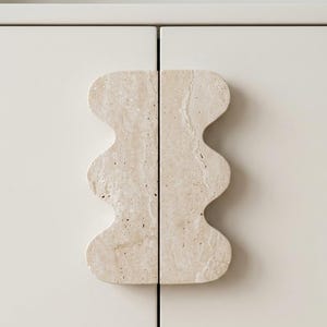 Travertine wavy Cabinet handle Kitchen 64mm pitch handle drawer Knobs Handles Custom stone wardrobe Knob luxury Cabinet Knobs
