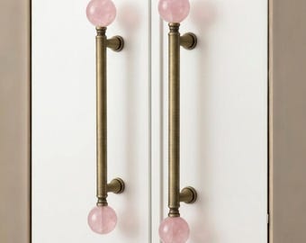 Pink Crystal Ball Drawer Pull, Antique Bronze Cabinet Knobs, Luxury Wardrobe Hardware Modern Cupboard Hardware