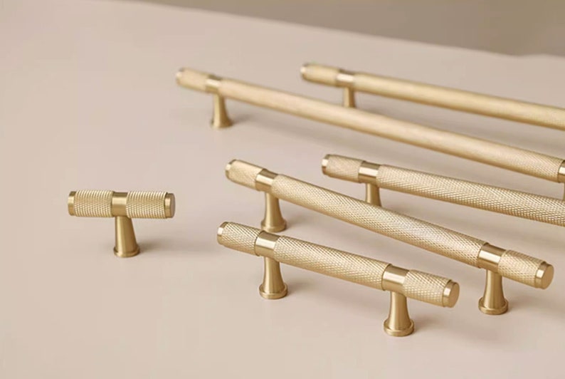 Modern Knurl Brass Cabinet Knobs Kitchen Handles Gold Furniture Handles Drawer Dresser Cupboard Door Pulls and Handles Hardware zdjęcie 3