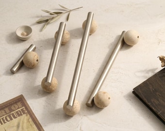 Travertine ball Nickel Cabinet handle Brass Kitchen drawer pulls luxury Black wardrobe hardware modern cupboard knob pull Cabinet Hardware