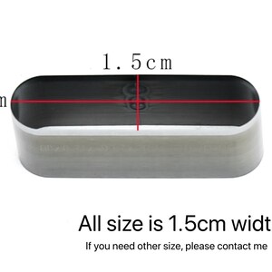 May include: A silver metal oval-shaped punch with a 1.5 inch width and a 6 inch length. All size is 1.5cm width. If you need other size, please contact me.