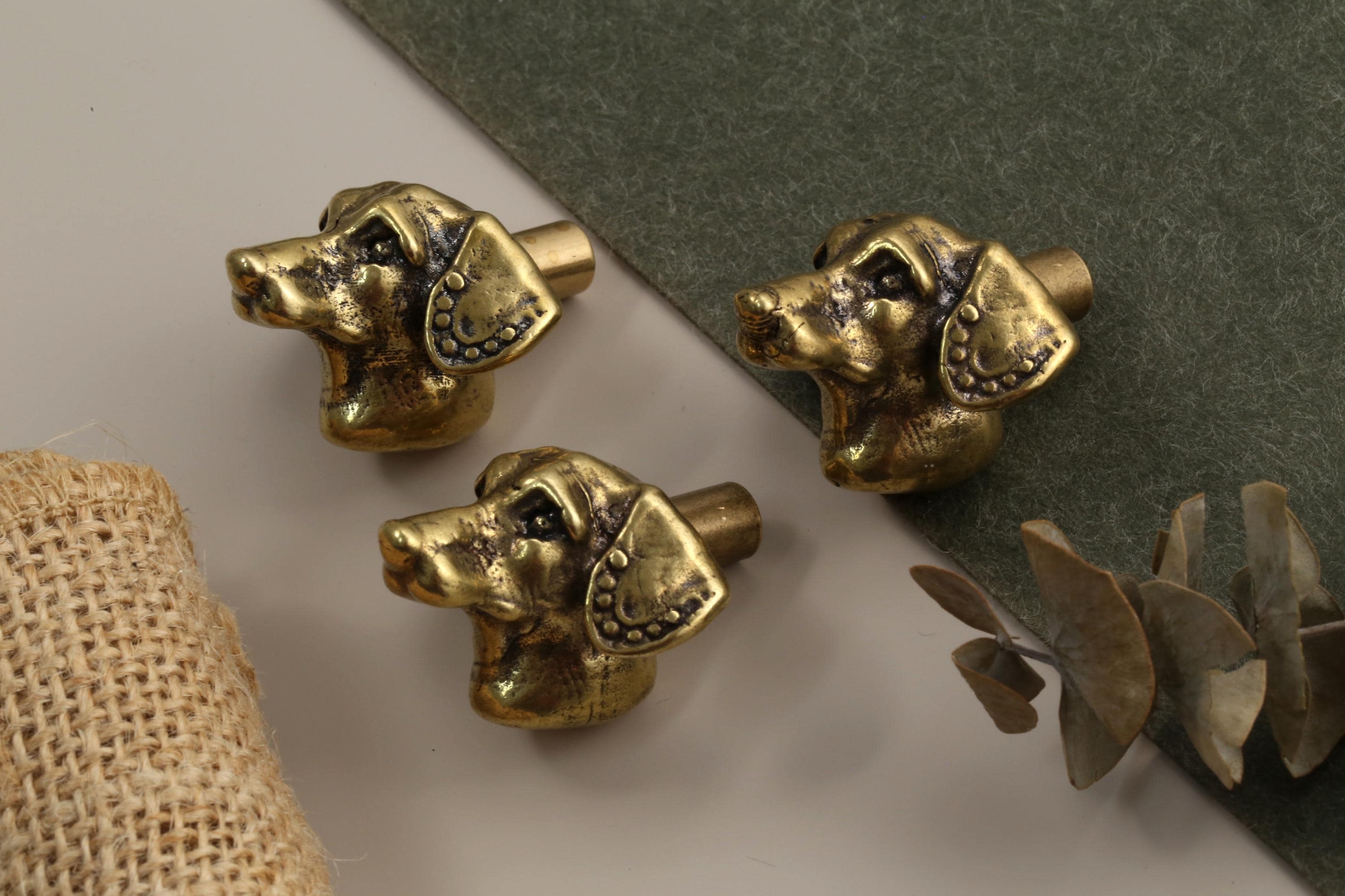 Brass dog knob/antique decorative door handle/unique doberman cabinet pull/cupboard drawer pull /furniture hardware