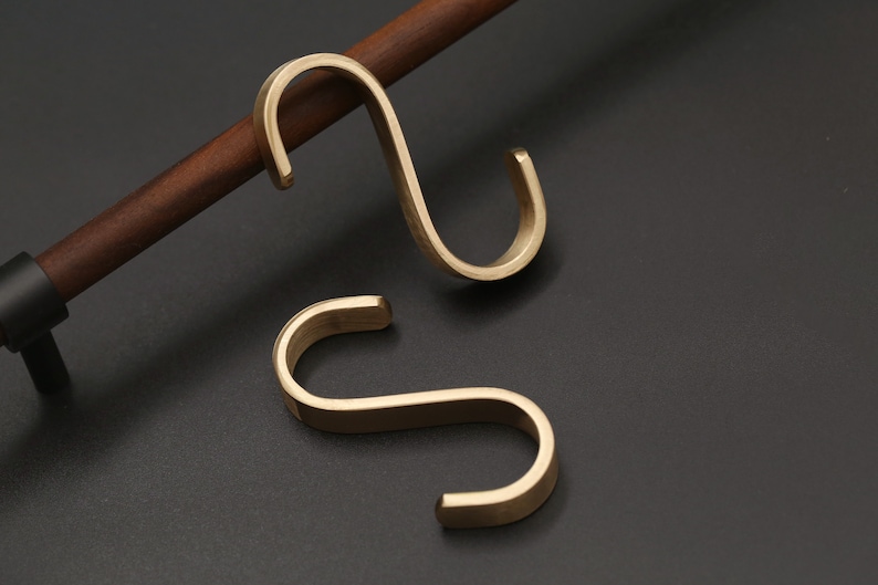 Heavy brass S Hook, thick brass S Hook, kitchen hook, towel hook image 4