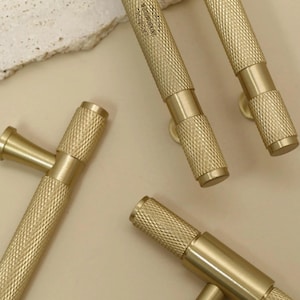 Modern Knurl Brass Cabinet Knobs Kitchen Handles Gold Furniture Handles Custom engrave Drawer Dresser Cupboard Door Handles Hardware