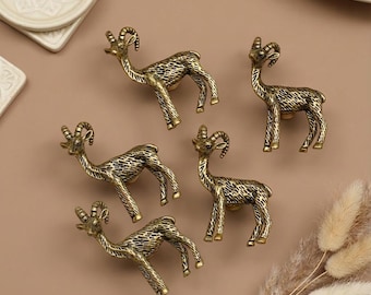 Brass Antelope Drawer Knobs, Rustic Animal Cabinet Pulls, Vintage Brass Hardware, Farmhouse Decor Dresser Knob