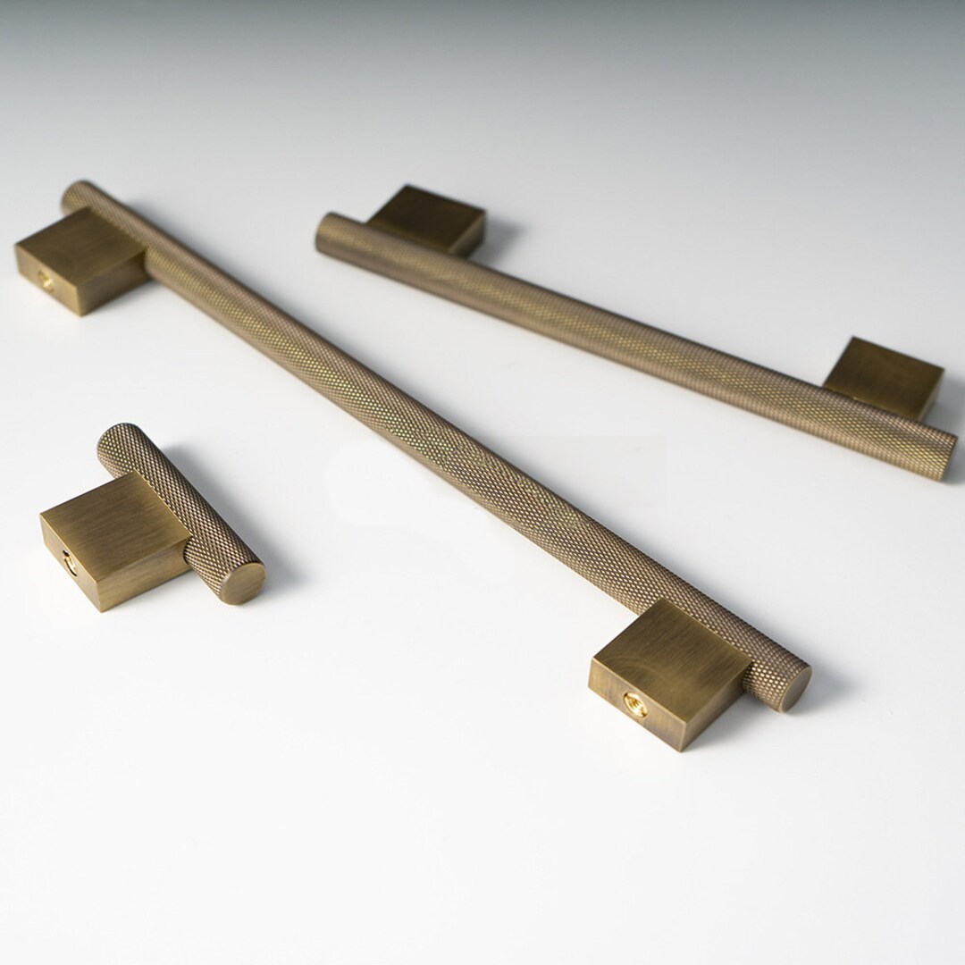 Solid Brass Kitchen Handle, Knurl Kitchen Pulls, Texture