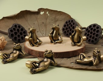 Vintage Solid Brass Frog Cabinet Knobs - Animal Dresser Pulls, DIY Drawer Closet Handles, Retro Furniture Hardware