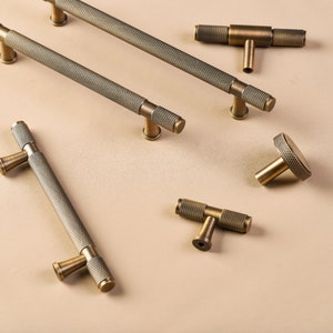 Modern Knurl Brass Cabinet Knobs Kitchen Handles Gold Furniture Handles Drawer Dresser Cupboard Door Pulls and Handles Hardware image 6