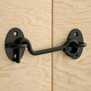 Black barn door gate latch hook and eye, barn door privacy lock, window latch hook