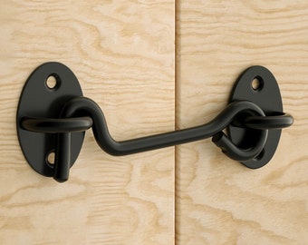 Black barn door gate latch hook and eye, barn door privacy lock, window latch hook