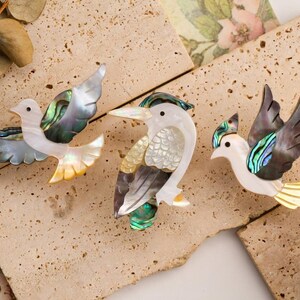 Abalone Shell Bird Cabinet Knob, Mother of Pearl Drawer Pull, Boho Animal Hardware