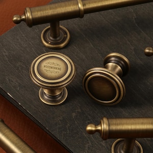 Antique brass Cabinet drawer Pulls Handles Knobs, gold Drawer Pull Handles, Custom engrave  Wardrobe Knobs, Kitchen Dresser Pulls hardware