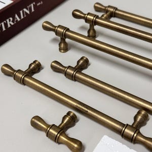 Aged Antique bronze Drawer Knobs Pulls, Long Brass Cabinet Handles, Custom engrave Cupboard Door Furniture Handles, Dresser Kitchen pull