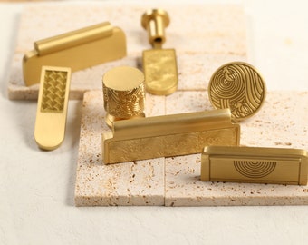 Sea Wave Brass Cabinet Knobs Pulls Handles, Morden Drop Drawer Pull Handles, Gold Dresser pulls, wardrobe handles, cabinet hardware