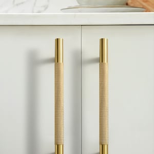 Modern Knurled Soild Brass Cabinet Handles Pulls Knobs, Gold Drawer Handles, Dresser Cupboard Door Pulls and Handles, Furniture Hardware zdjęcie 8