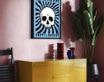 La Mente Omnisciente — Póster de calavera “Vacío y Radiante” / Arte mural gráfico audaz /