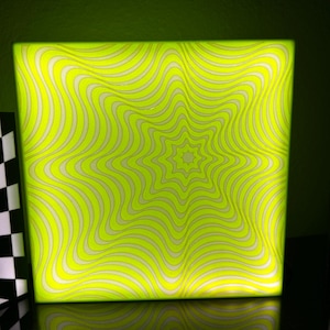 Yellow 3D Printed Lightbox Lamp | Calming Squiggle Design | Modern LED Mood Light | Minimalist Home Decor | Relaxing Night Light