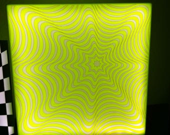 Lámpara de caja de luz amarilla impresa en 3D: luz LED de ambiente con diseño de garabatos relajantes