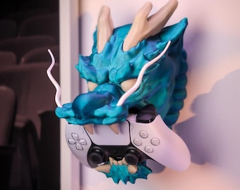 Soporte para mando impreso en 3D: decoración de juegos de dragón, soporte para PS5 y Xbox, accesorio de fantasía para gamers.