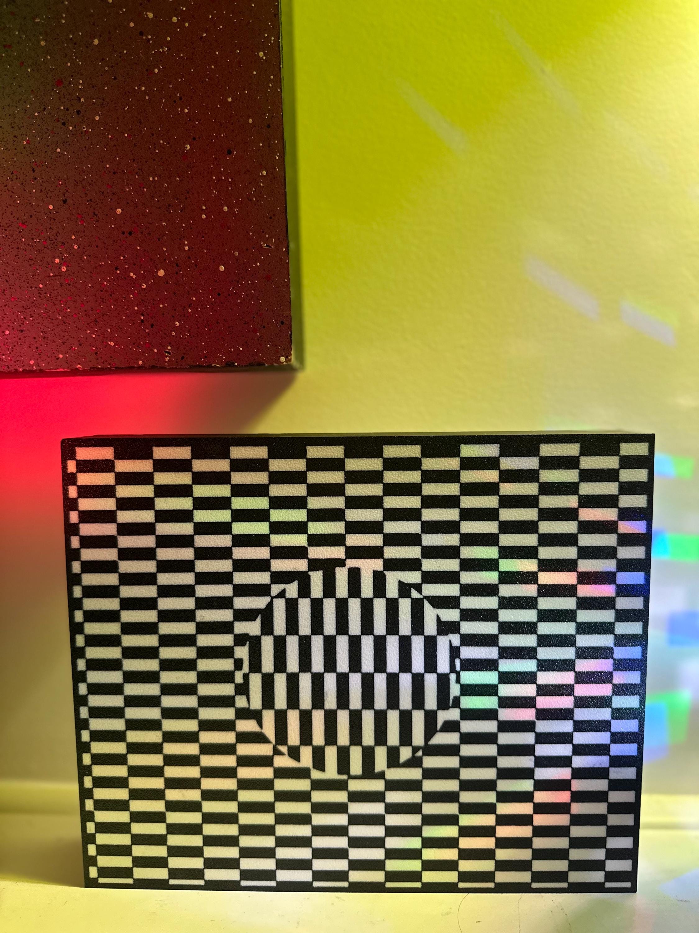 3D Printed Checkered Lightbox Lamp: Geometric LED Mood Light - Etsy