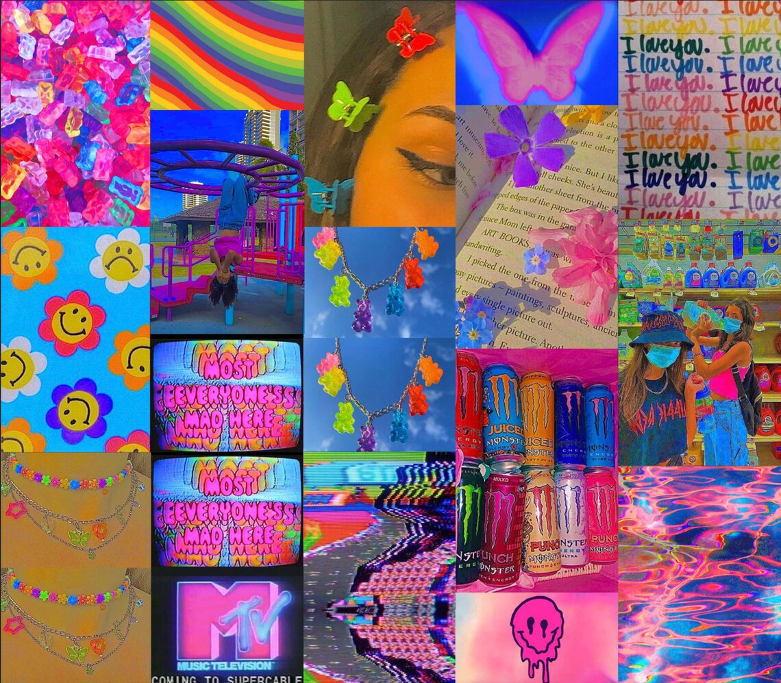 Y2k Kidcore/Indie Kid Trippy Aesthetic Wall Collage Kit Etsy