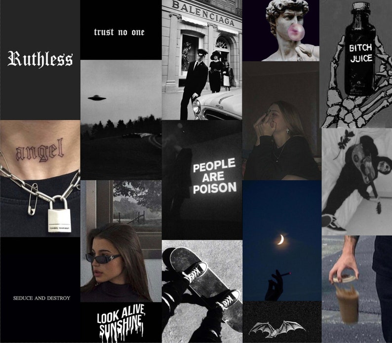 Black & White Skater Grunge Wall Collage Kit digital | Etsy