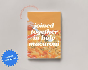 Holy Macaroni Trendy Print, Retro Funny Quote, Digital Download Print, Trendy Wall Decor, Printable Food Poster, Downloadable Prints