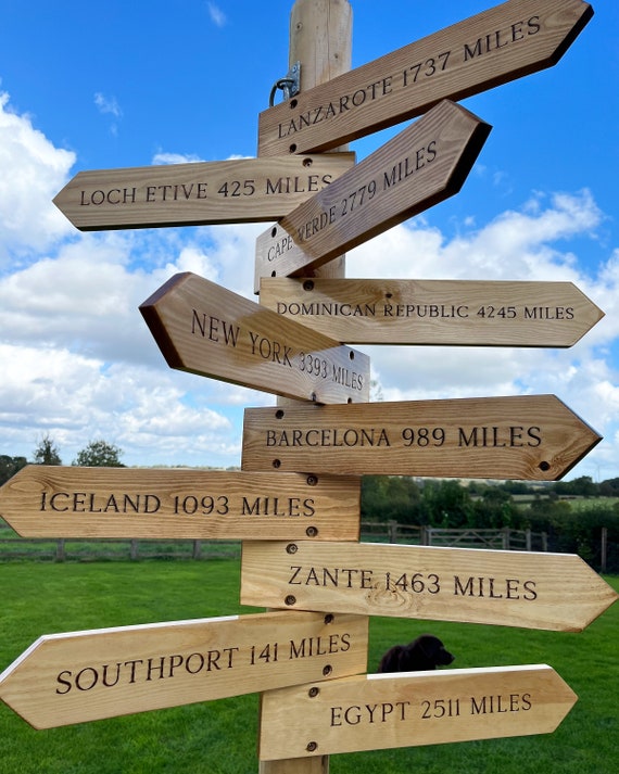 Wooden Personalised Signpost Our Journey Signpost Anniversary Gift