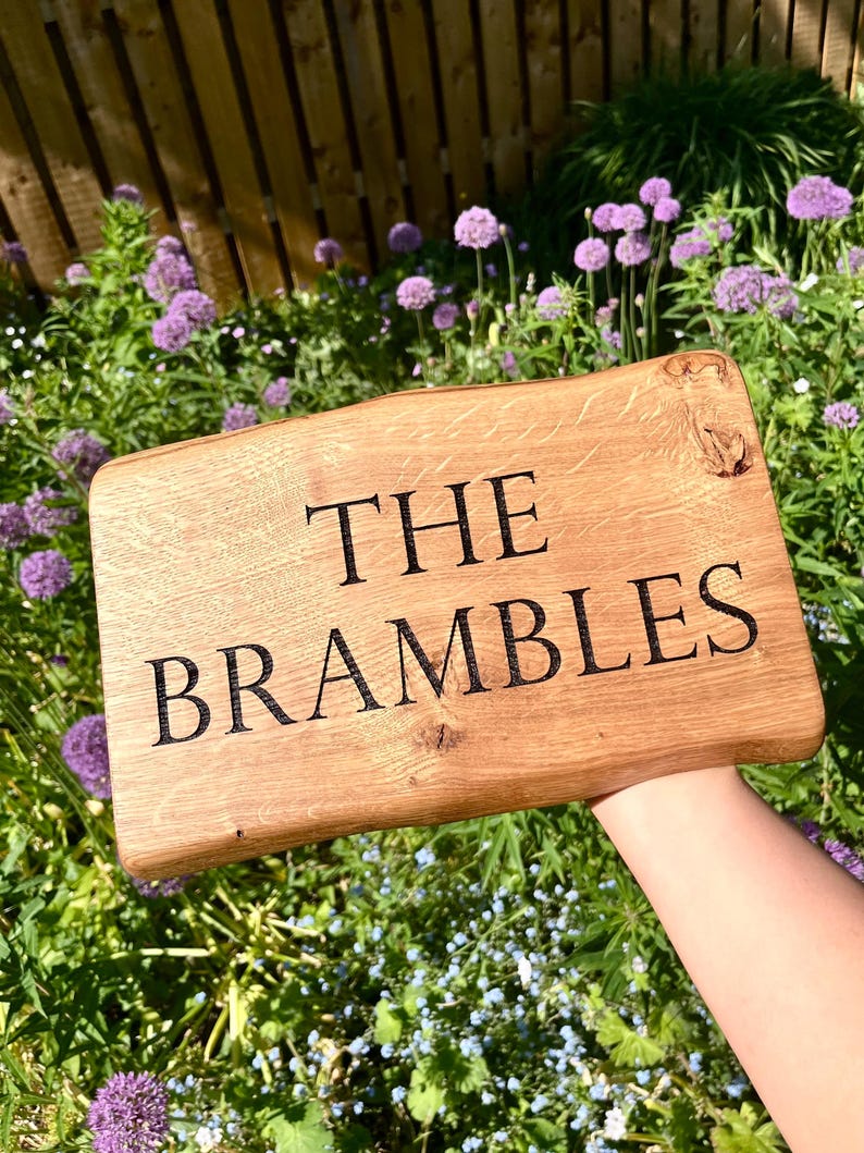 Personalised Engraved Solid OAK House Sign. Hardwood Signs. External Signage. OAK SIGN, Address Plaque. Rustic. Garden Sign image 7