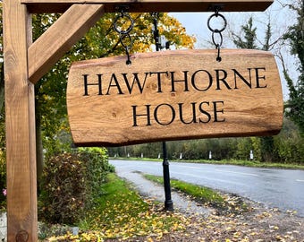 Personalised Engraved Solid OAK House Sign. Hardwood Signs. External Signage. OAK SIGN, Address Plaque. Rustic. Garden Sign