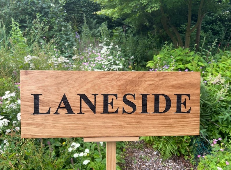 Personalised Engraved Solid OAK House Sign. Hardwood Signs. External Signage. OAK SIGN, Address Plaque. Rustic. Garden Sign image 12