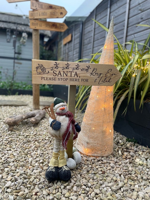 Personalised Santa Stop Here Sign with Stake