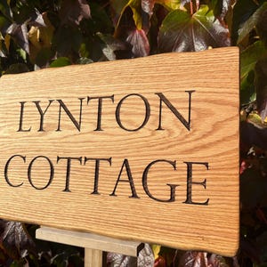 Personalised Engraved Solid OAK House Sign. Hardwood Signs. External Signage. OAK SIGN, Address Plaque. Rustic. Garden Sign image 11