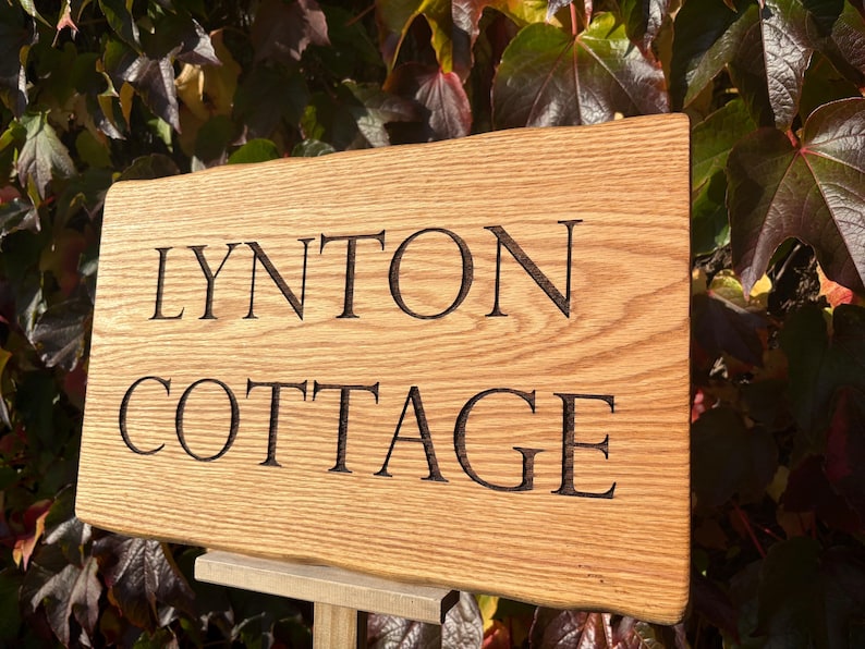 Personalised Engraved Solid OAK House Sign. Hardwood Signs. External Signage. OAK SIGN, Address Plaque. Rustic. Garden Sign image 11