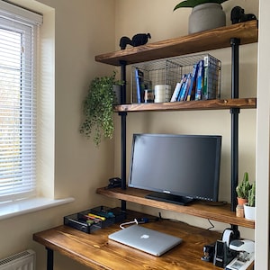 Rustic Wooden Desk with Shelving