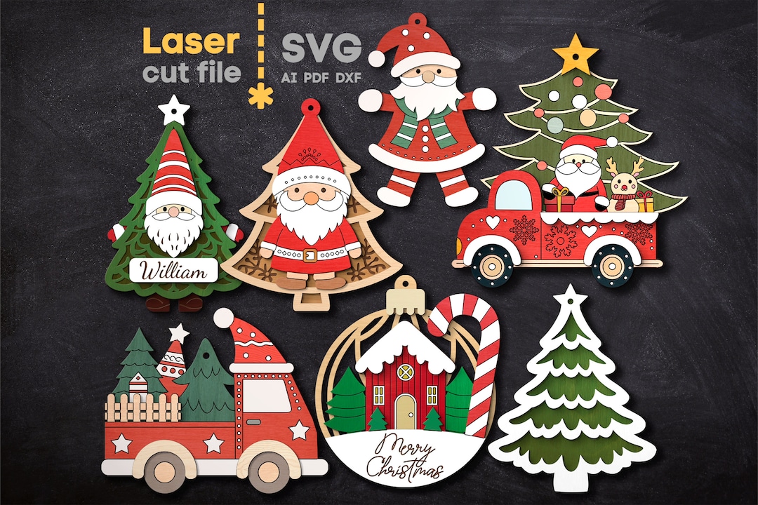 Christmas Tree Toys SVG Bundle. Laser Cut File for Glowforge, Santa ...
