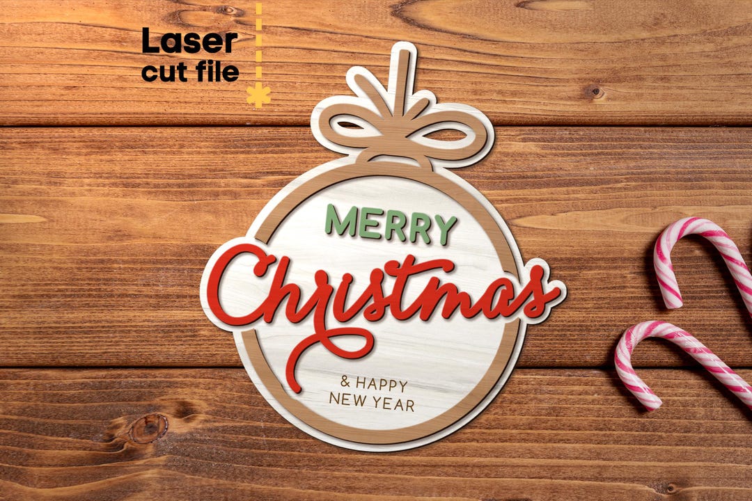 Merry Christmas SVG. Laser Cut File for Glowforge Cricut, Happy New ...
