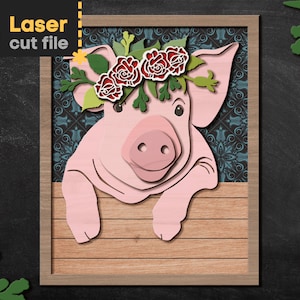 File di taglio laser di maiale SVG per Glowforge Piglet Farm Animals Farmhouse Decor Home Door Wall Painting Canvas Svg Dxf Ai Pdf Cdr DOWNLOAD IMMEDIATO