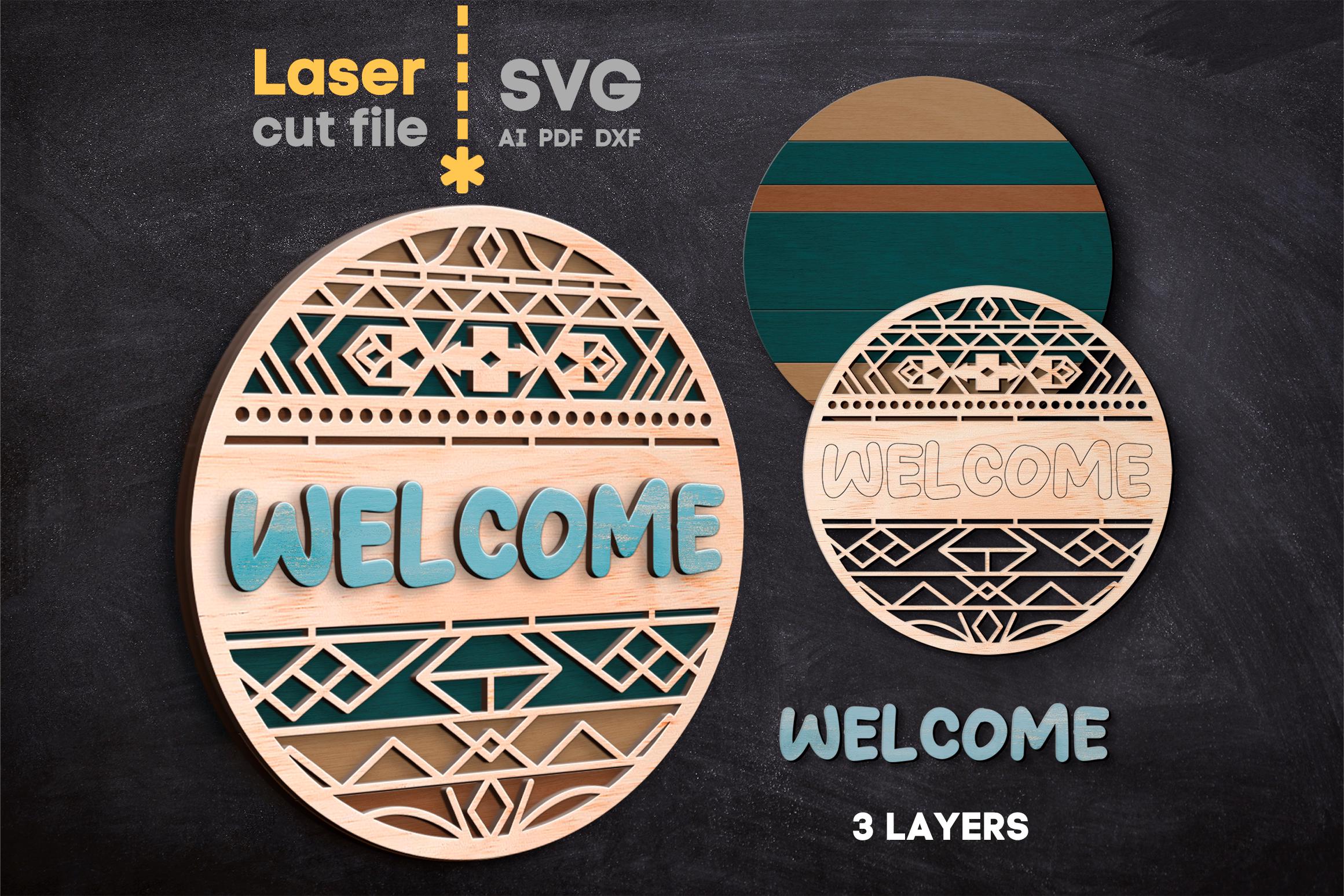 Welcome SVG Bundle. Laser Cut File for Glowforge, Bull Cactus Texas ...
